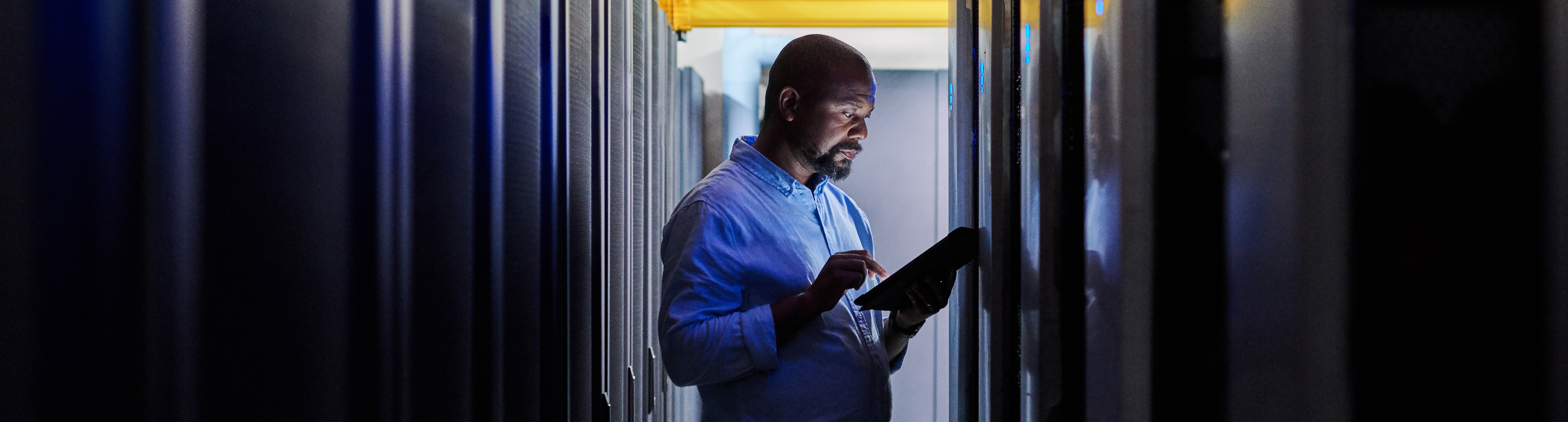 It worker in server room